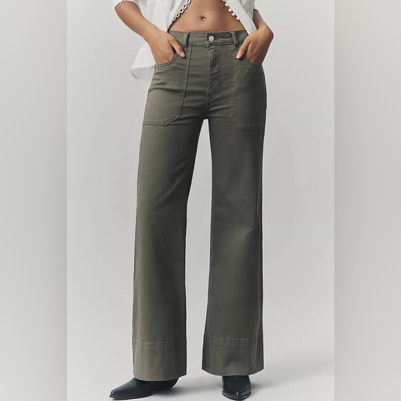 NWT The Rylan Relaxed High Rise Flare Pants by Pilcro in Dried Fern, size 34 - Picture 4 of 13